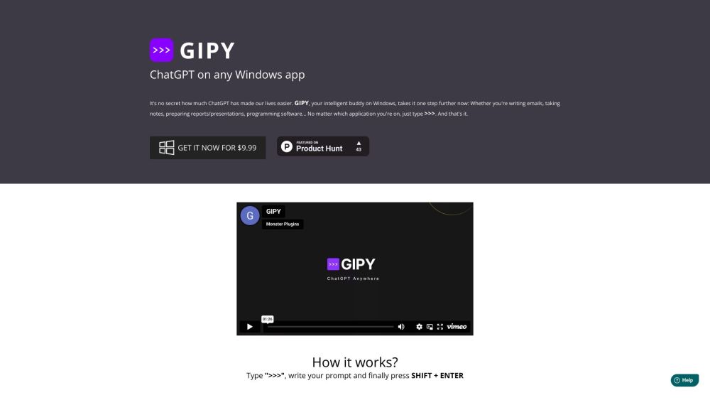 GIPY - 在任何Windows应用中使用ChatGPT