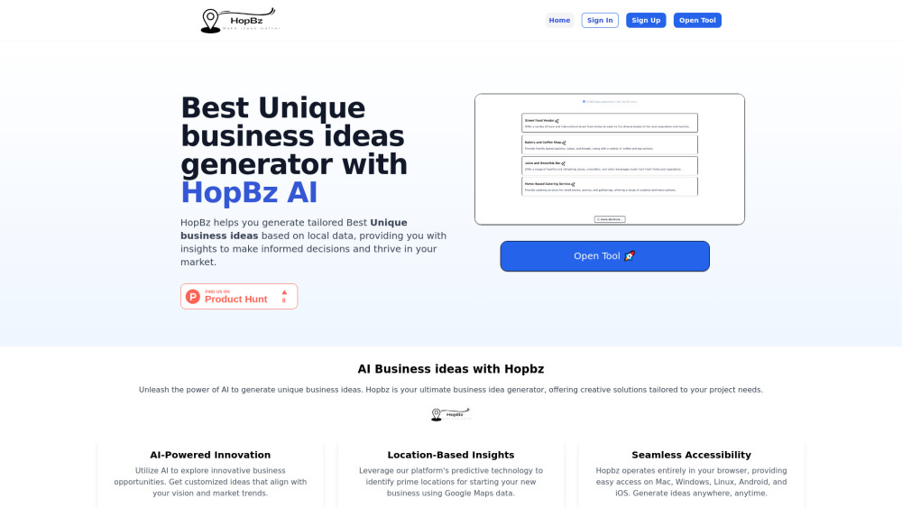 Hopbz - AI Business Ideas & Opportunities Generator