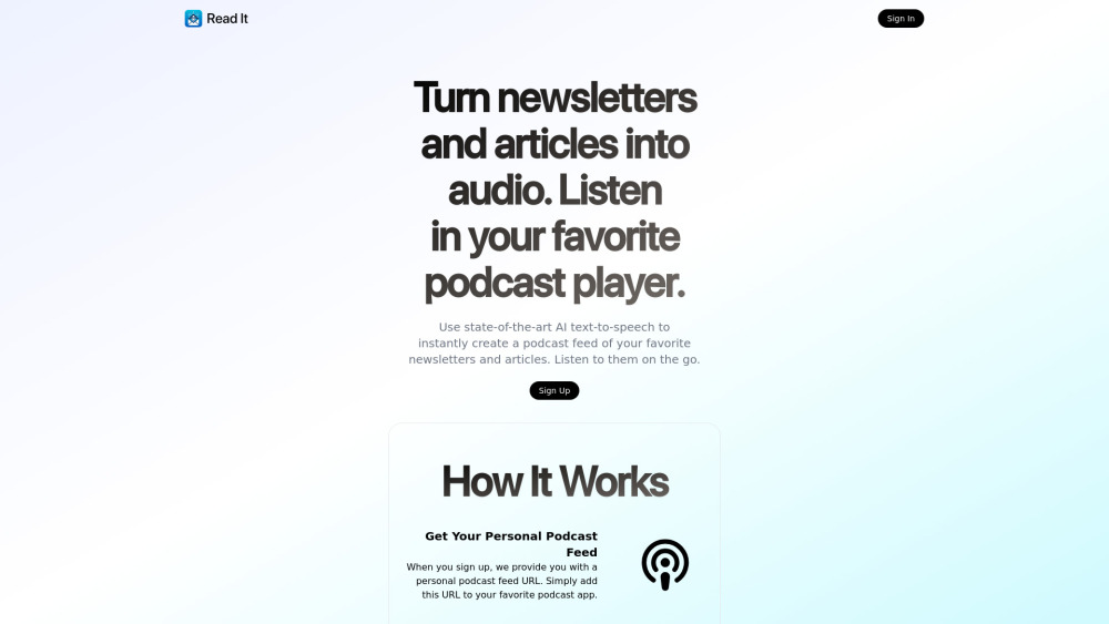 Read It - Turn Your Newsletters and Articles Into A Podcast