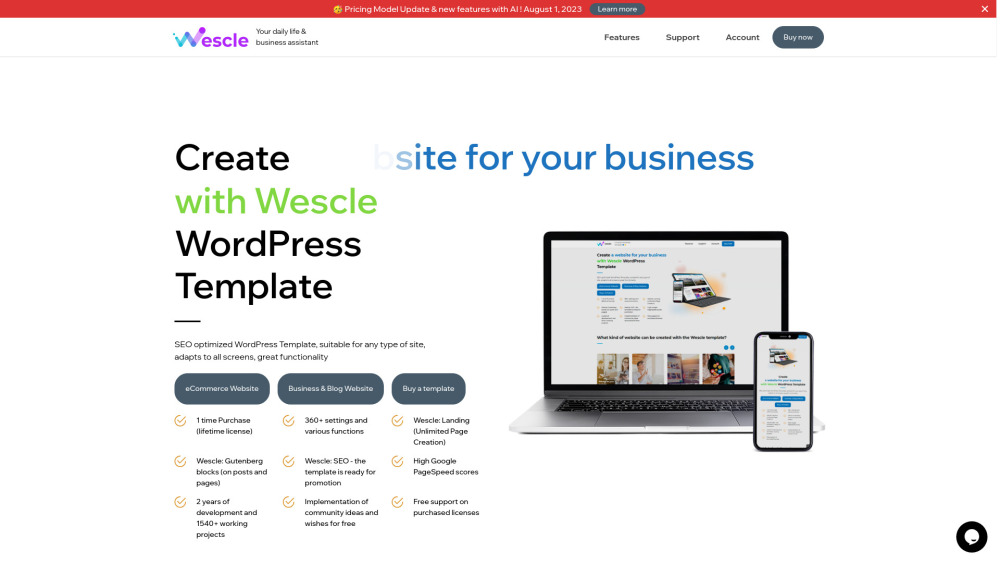 Wescle - AI SEO Optimized WordPress Template