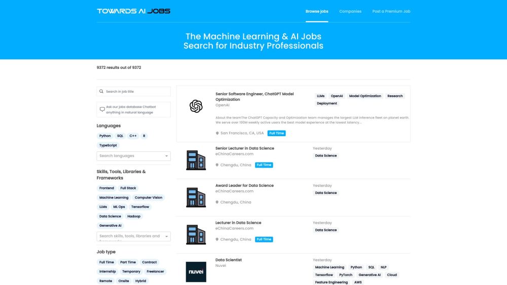 Jobs Search for ML Professionals with LLM/RAG Chat Model