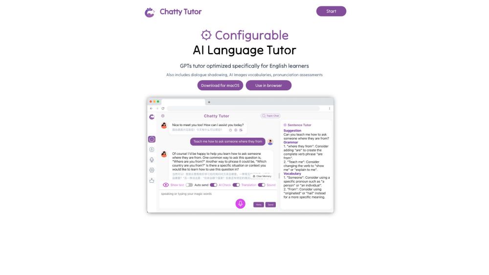 Chatty Tutor - 可配置的AI语言导师